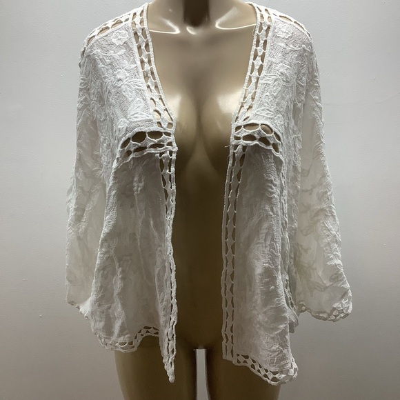 Live Los Angeles Size Small Elegant White Crochet Lace Kimono. New With Tags - Picture 2 of 8